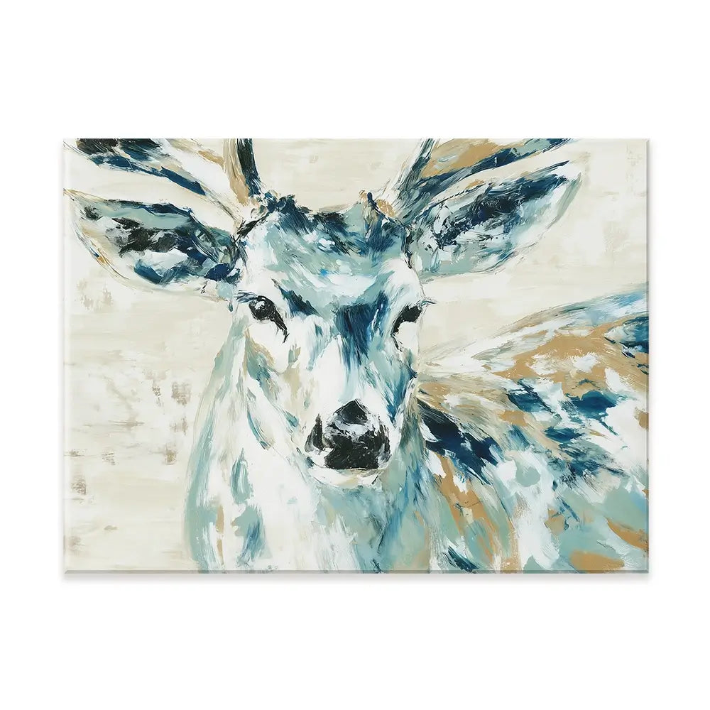 Painted Buck With Patchwork Antlers Canvas Print Painted Buck With Patchwork Antlers Canvas Print wall art product Chromatic Storm Studio