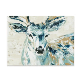 Painted Buck With Patchwork Antlers Canvas Print Painted Buck With Patchwork Antlers Canvas Print wall art product Chromatic Storm Studio