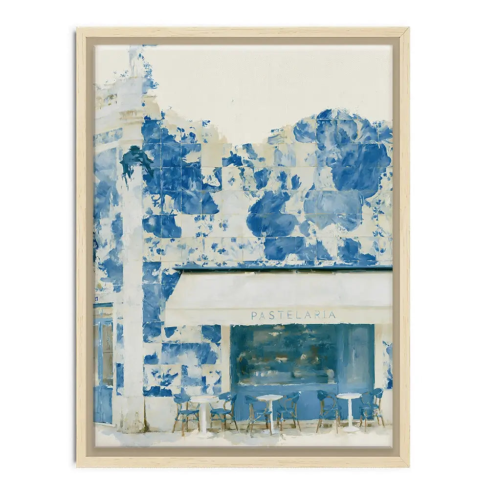 Painterly Café Indigo Façade Canvas Print Painterly Café Indigo Façade Canvas Print wall art product Chromatic Storm Studio