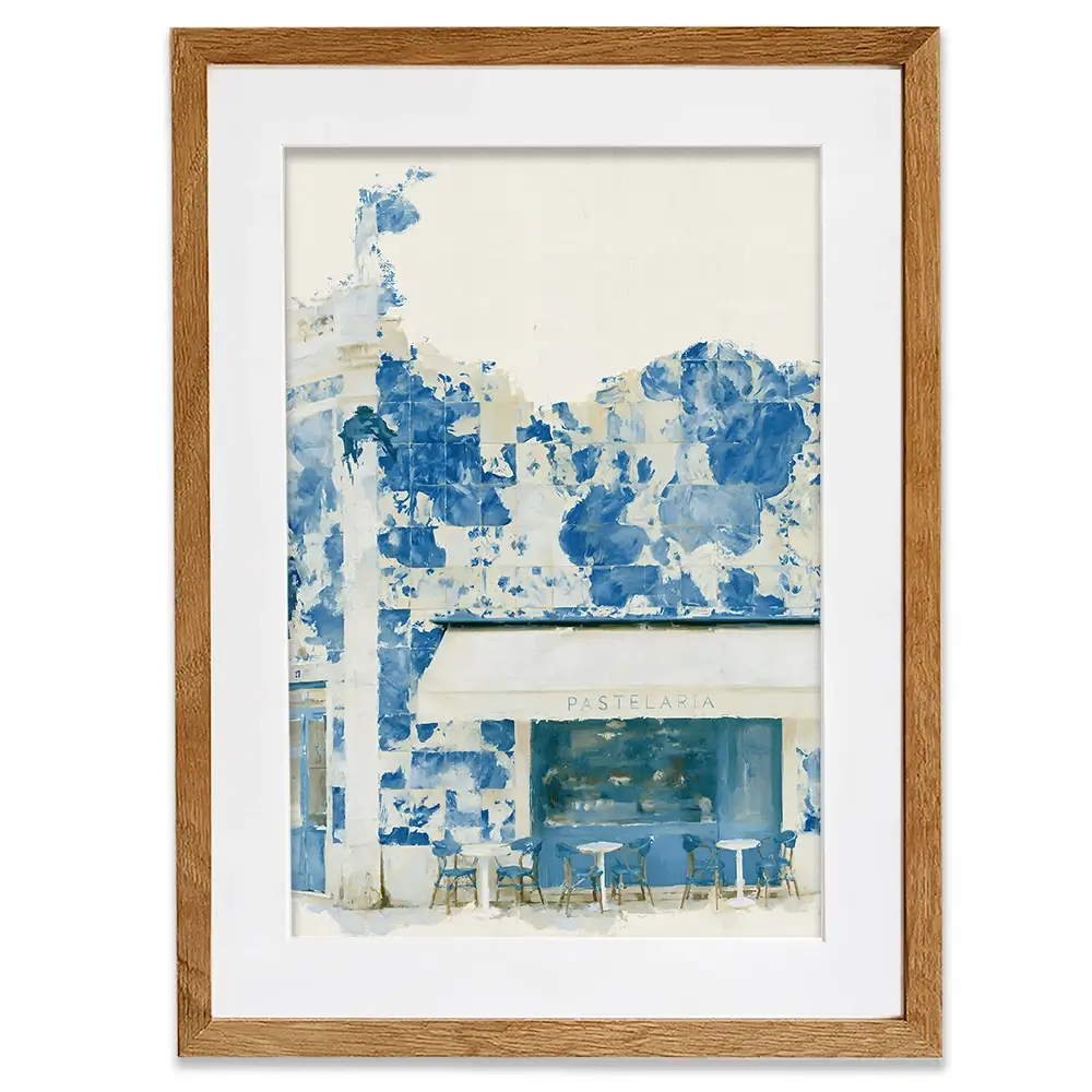 Painterly Café Indigo Façade Framed Art Print Painterly Café Indigo Façade Framed Art Print wall art product Chromatic Storm Studio