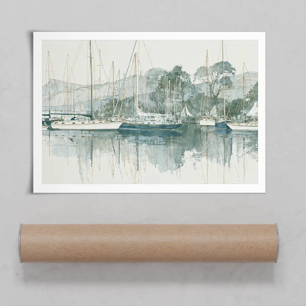 Painterly Marina Mooring Art Print Painterly Marina Mooring Art Print wall art product Chromatic Storm Studio