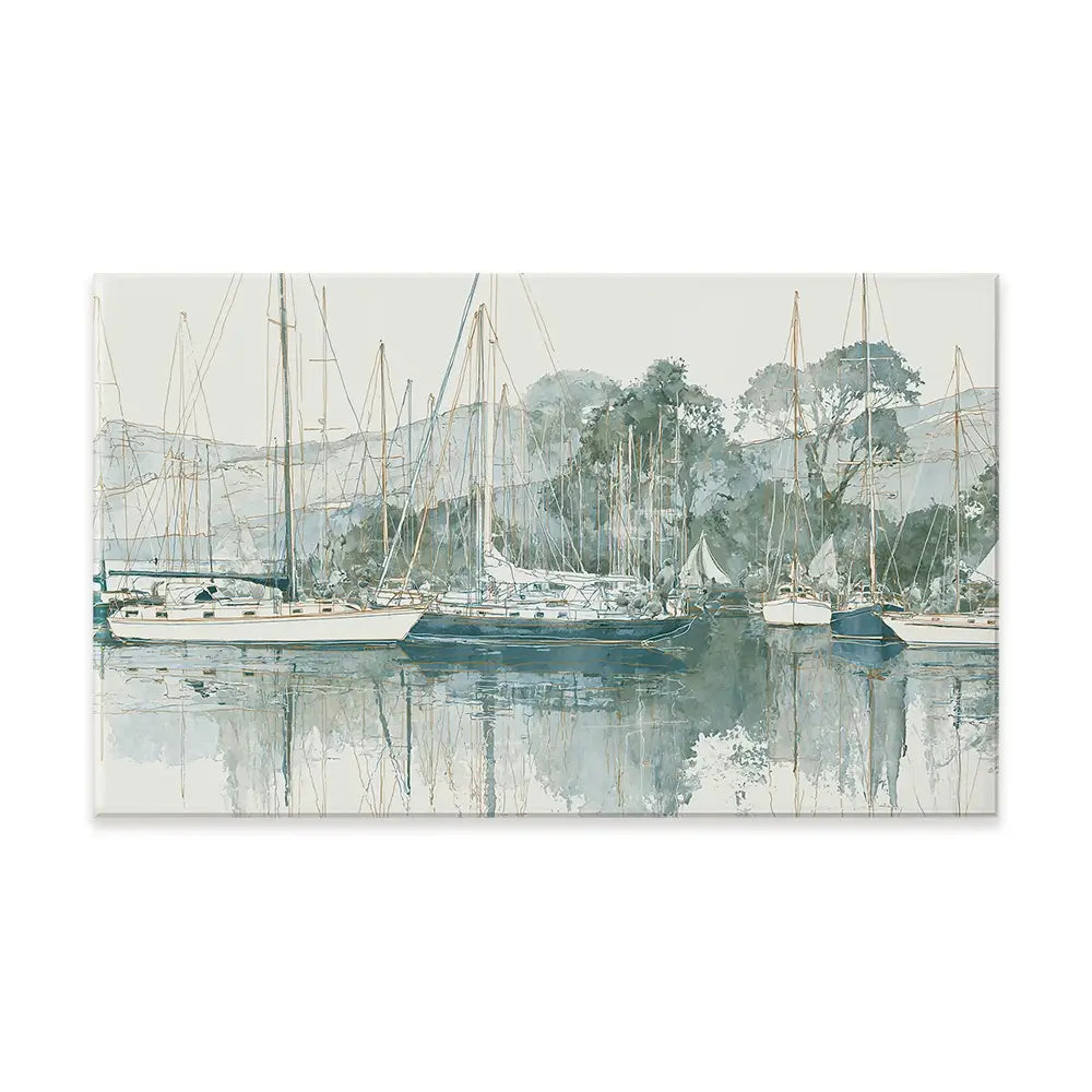 Painterly Marina Mooring Canvas Print Painterly Marina Mooring Canvas Print wall art product Chromatic Storm Studio