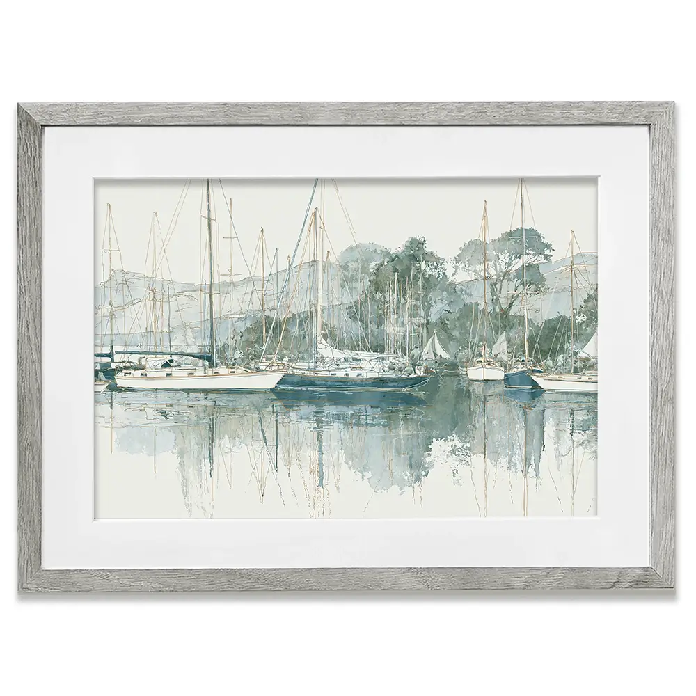 Painterly Marina Mooring Framed Art Print Painterly Marina Mooring Framed Art Print wall art product Chromatic Storm Studio