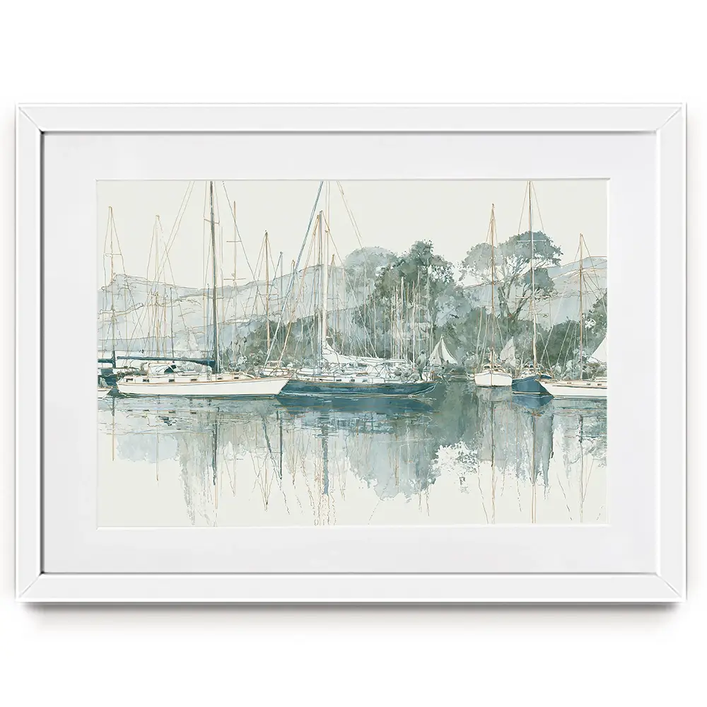 Painterly Marina Mooring Framed Art Print Painterly Marina Mooring Framed Art Print wall art product Chromatic Storm Studio