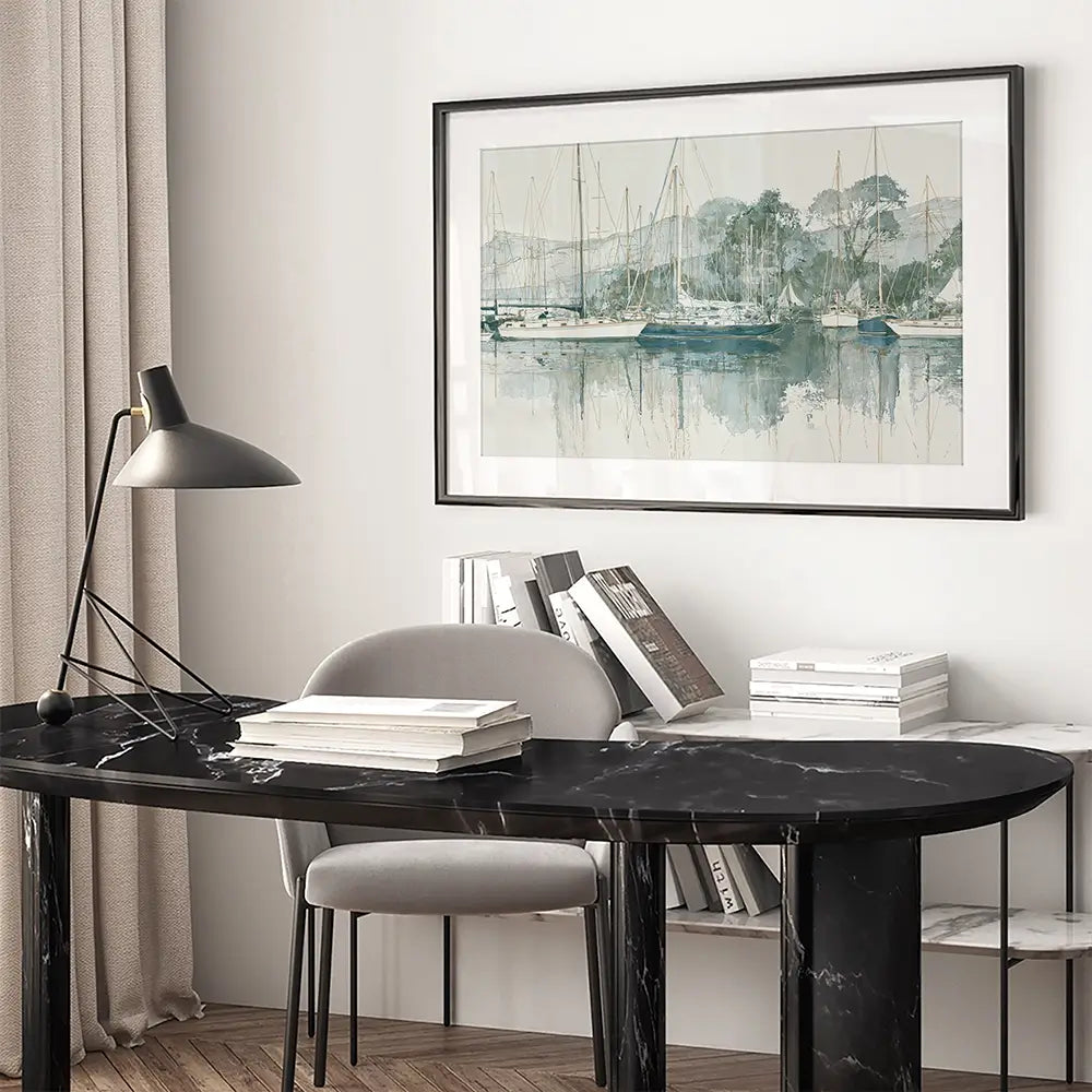Painterly Marina Mooring Framed Art Print Painterly Marina Mooring Framed Art Print wall art product Chromatic Storm Studio