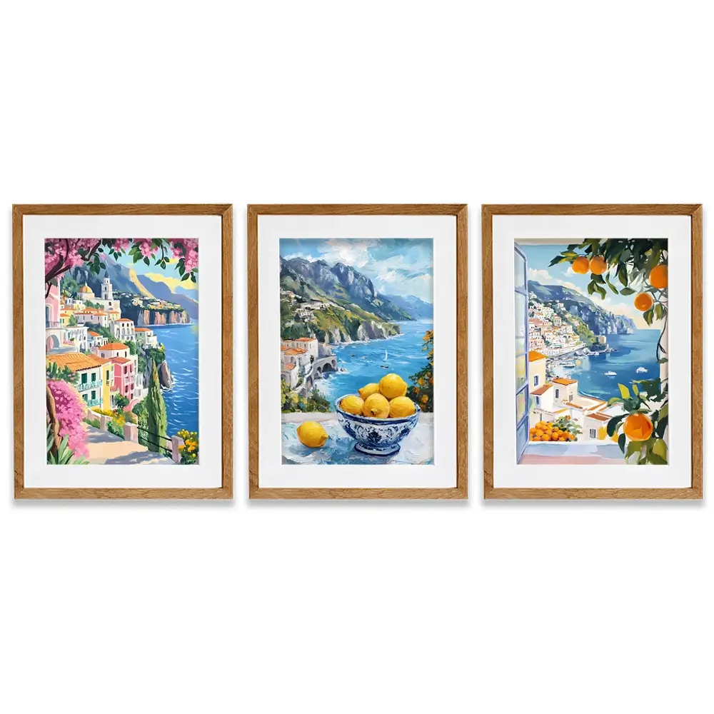 Paintings Of Amalfi Coast Framed Art Print Trio Paintings Of Amalfi Coast Framed Art Print Trio wall art product IAmHomeStudio