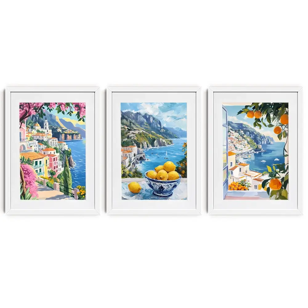 Paintings Of Amalfi Coast Framed Art Print Trio Paintings Of Amalfi Coast Framed Art Print Trio wall art product IAmHomeStudio