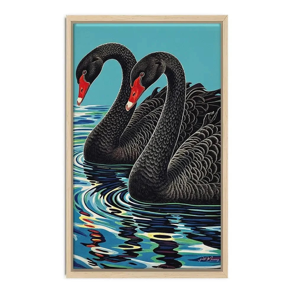 Pair Of Black Swans Canvas Print Pair Of Black Swans Canvas Print wall art product P & M Print Gallery