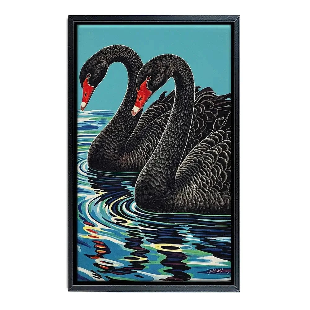 Pair Of Black Swans Canvas Print Pair Of Black Swans Canvas Print wall art product P & M Print Gallery