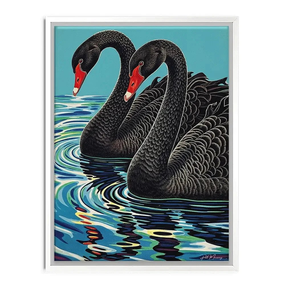 Pair Of Black Swans Canvas Print Pair Of Black Swans Canvas Print wall art product P & M Print Gallery