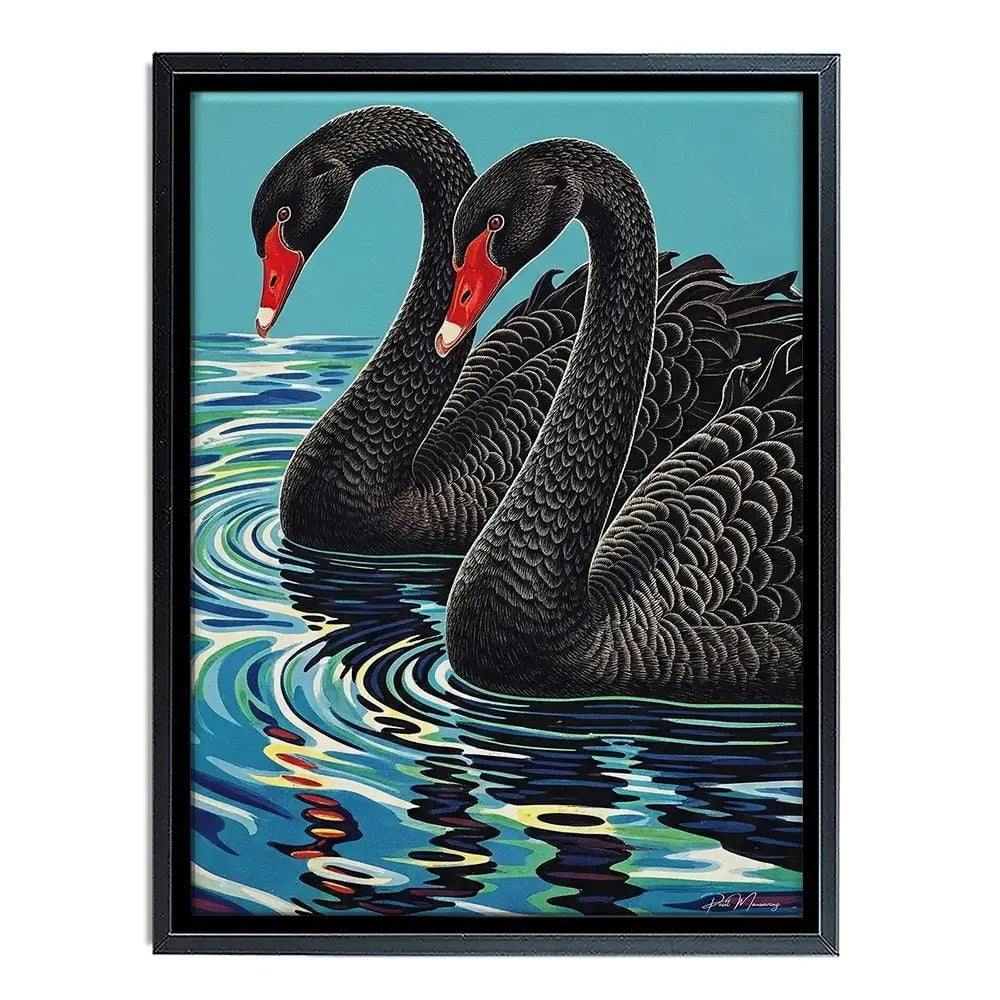 Pair Of Black Swans Canvas Print Pair Of Black Swans Canvas Print wall art product P & M Print Gallery