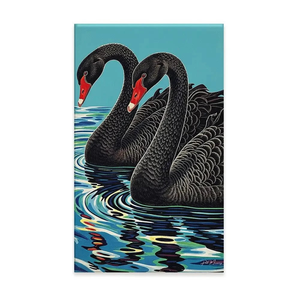 Pair Of Black Swans Canvas Print Pair Of Black Swans Canvas Print wall art product P & M Print Gallery