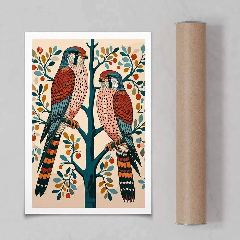 Pair Of Kestrels Art Print Pair Of Kestrels Art Print wall art product P & M Print Gallery