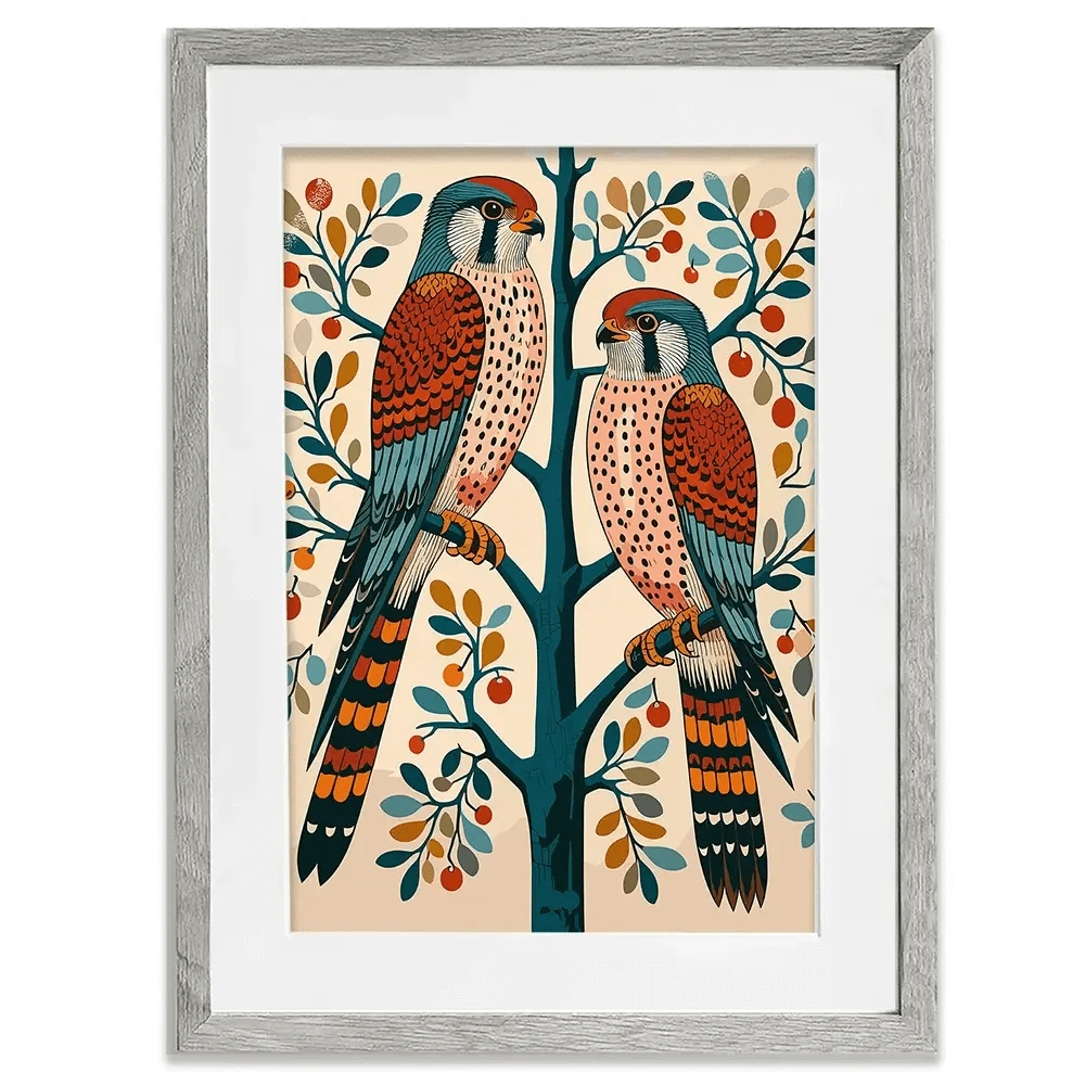 Pair Of Kestrels Framed Art Print Pair Of Kestrels Framed Art Print wall art product P & M Print Gallery