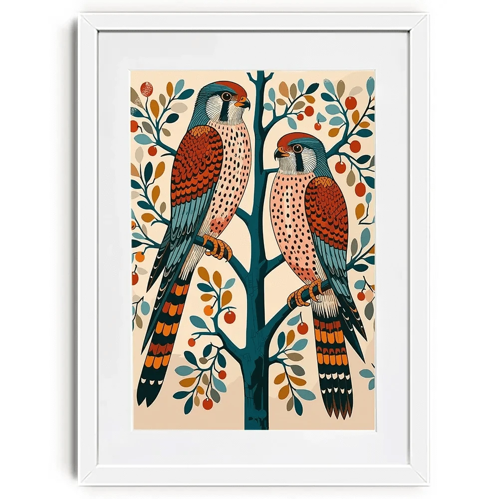 Pair Of Kestrels Framed Art Print Pair Of Kestrels Framed Art Print wall art product P & M Print Gallery
