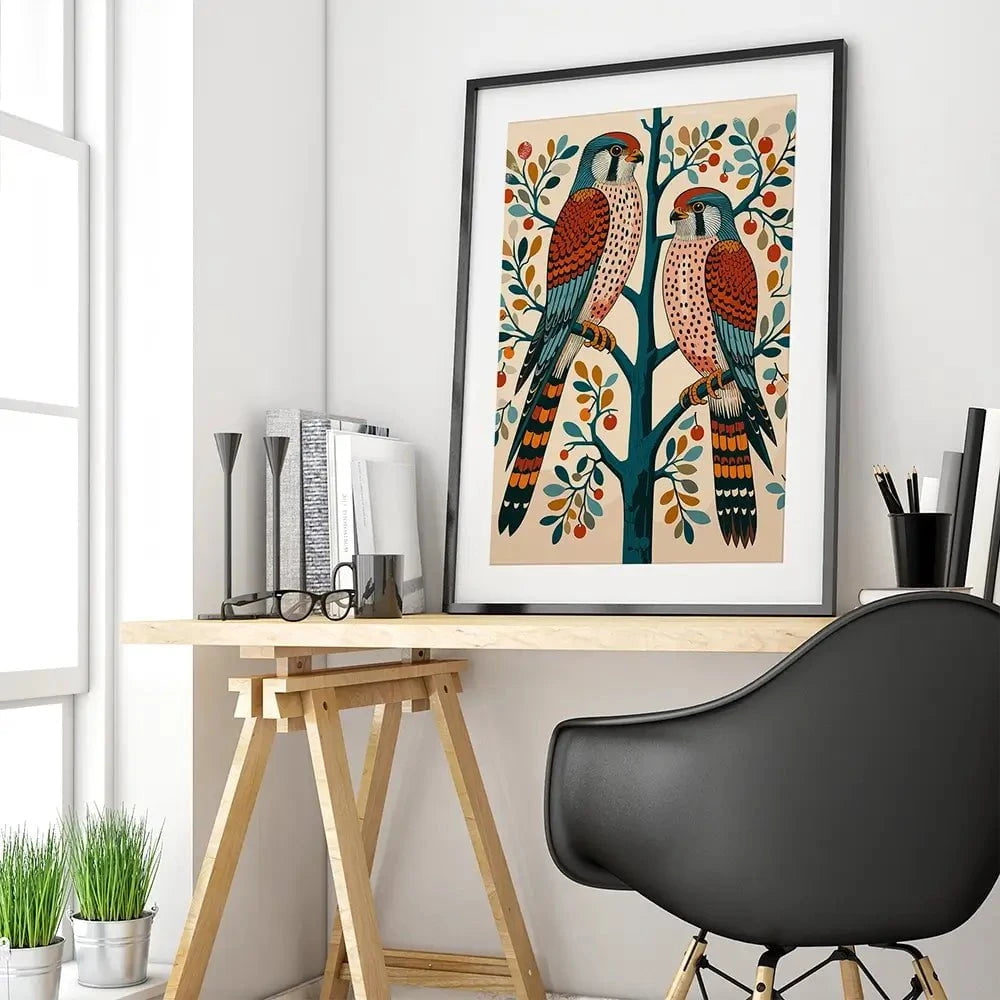 Pair Of Kestrels Framed Art Print Pair Of Kestrels Framed Art Print wall art product P & M Print Gallery