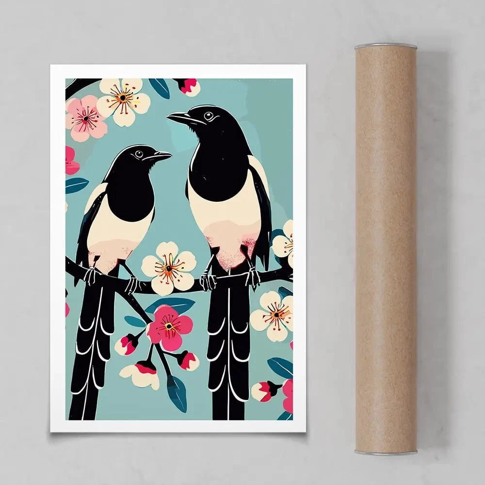 Pair Of Magpies Art Print Pair Of Magpies Art Print wall art product P & M Print Gallery