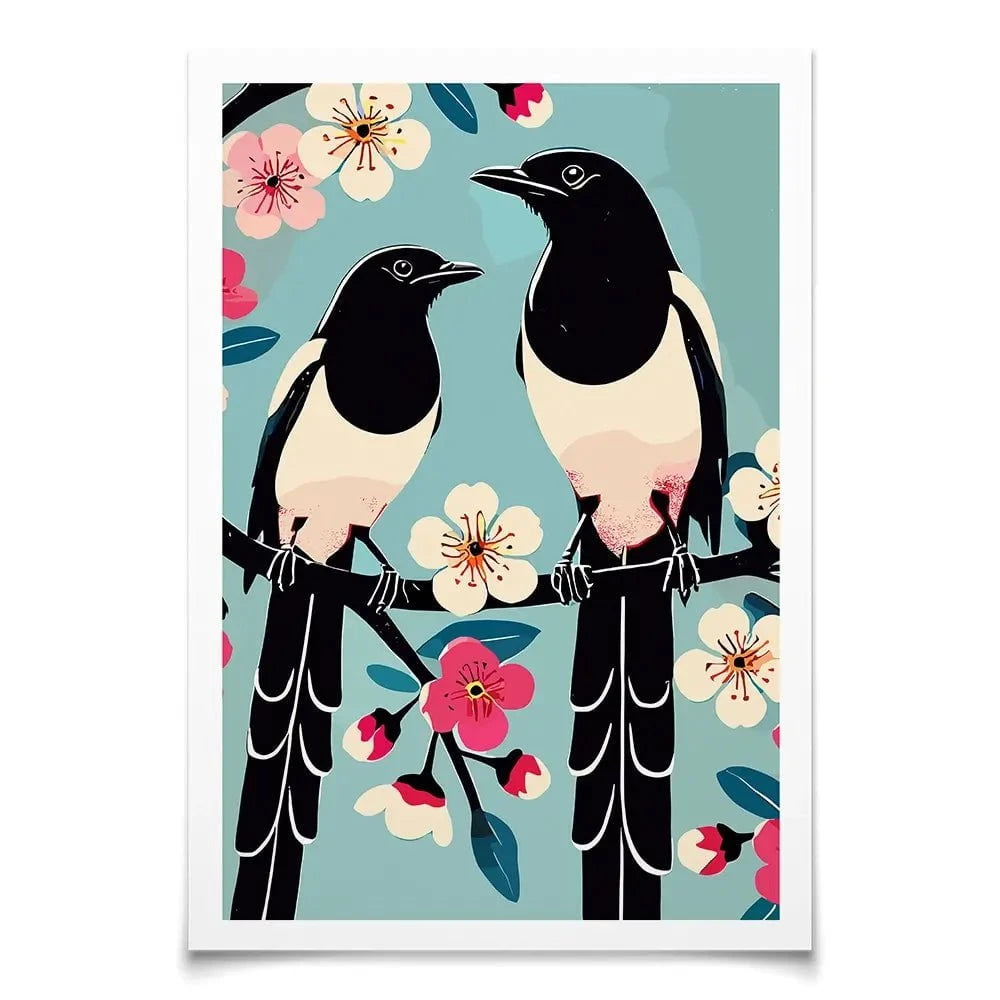 Pair Of Magpies Art Print Pair Of Magpies Art Print wall art product P & M Print Gallery