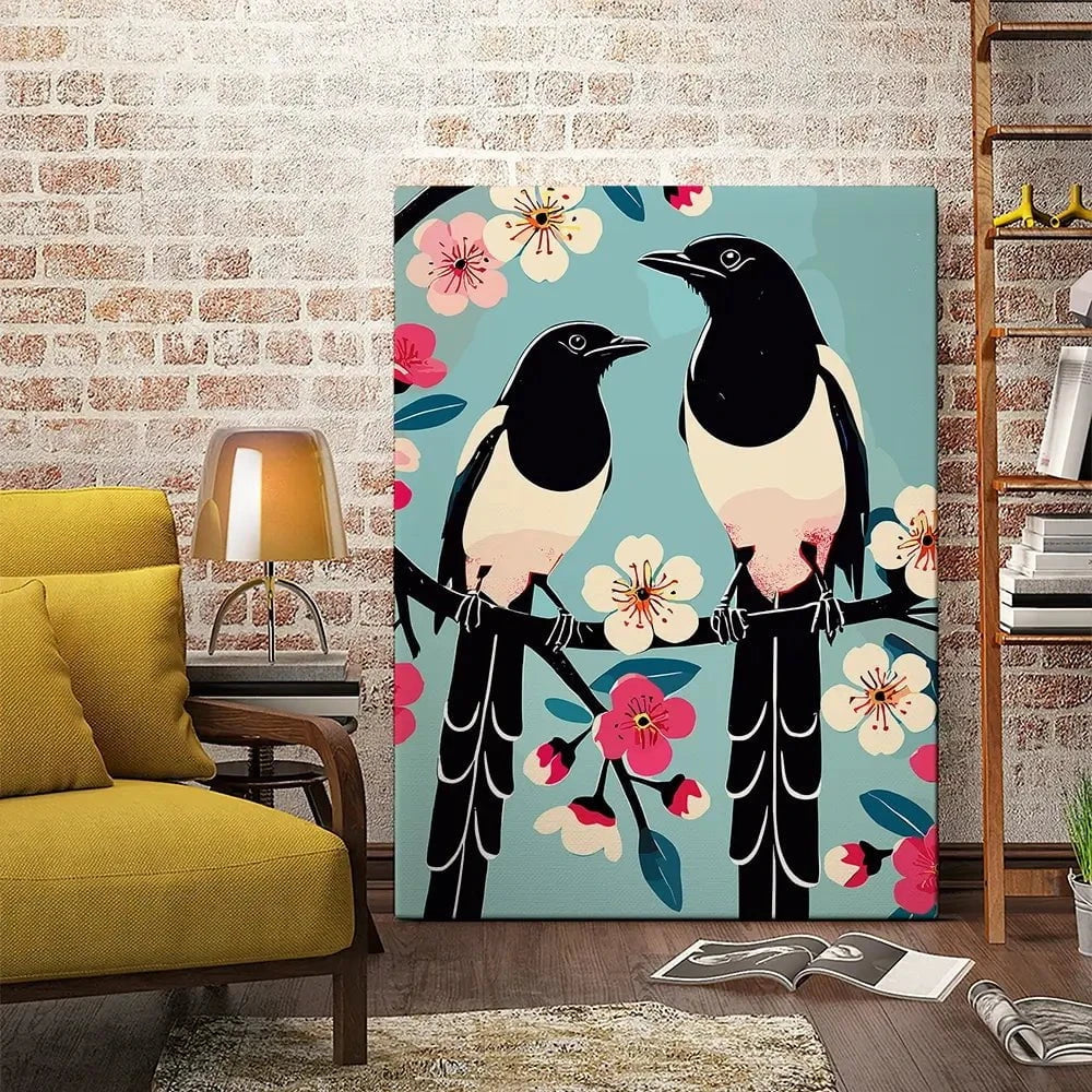Pair Of Magpies Canvas Print Pair Of Magpies Canvas Print wall art product P & M Print Gallery