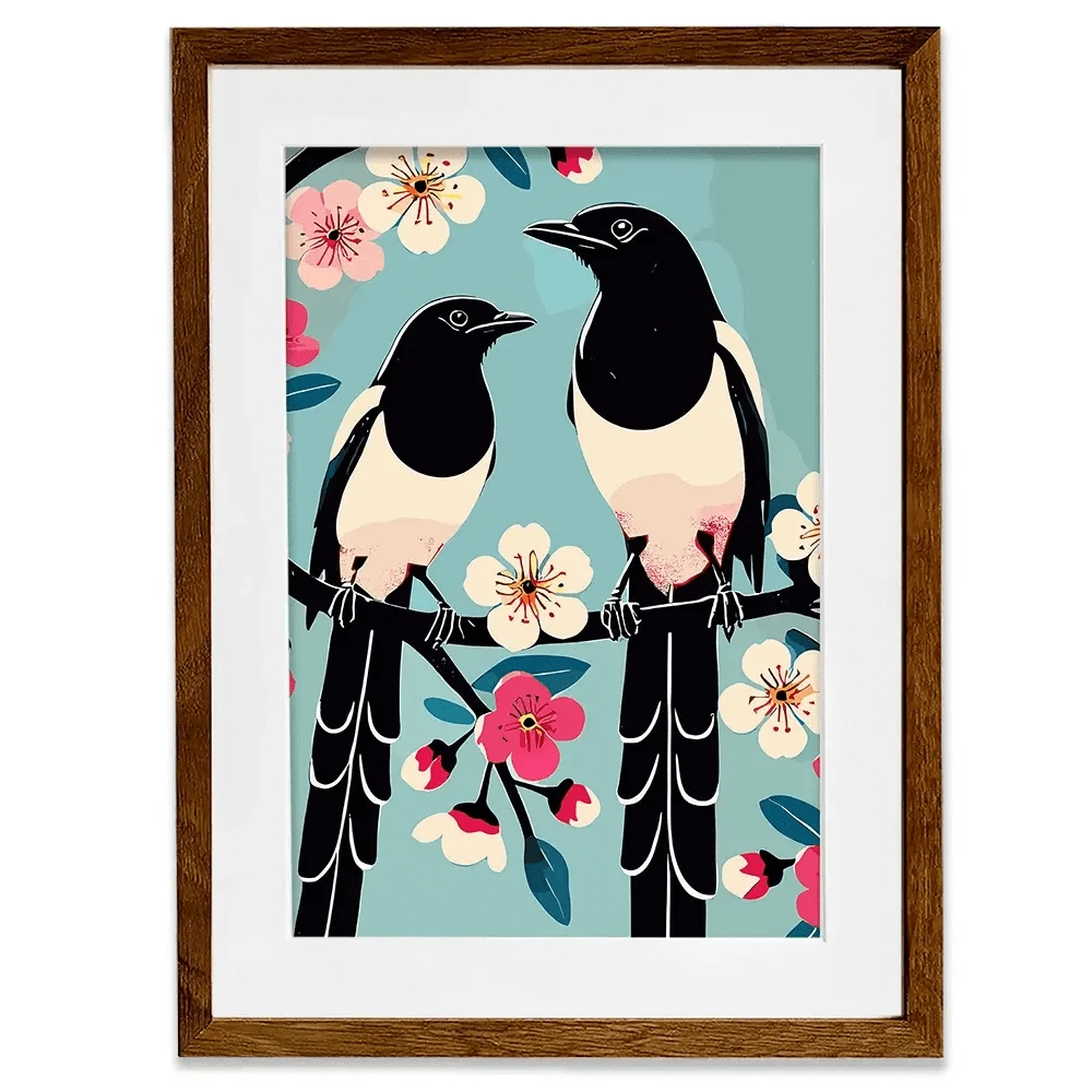 Pair Of Magpies Framed Art Print Pair Of Magpies Framed Art Print wall art product P & M Print Gallery