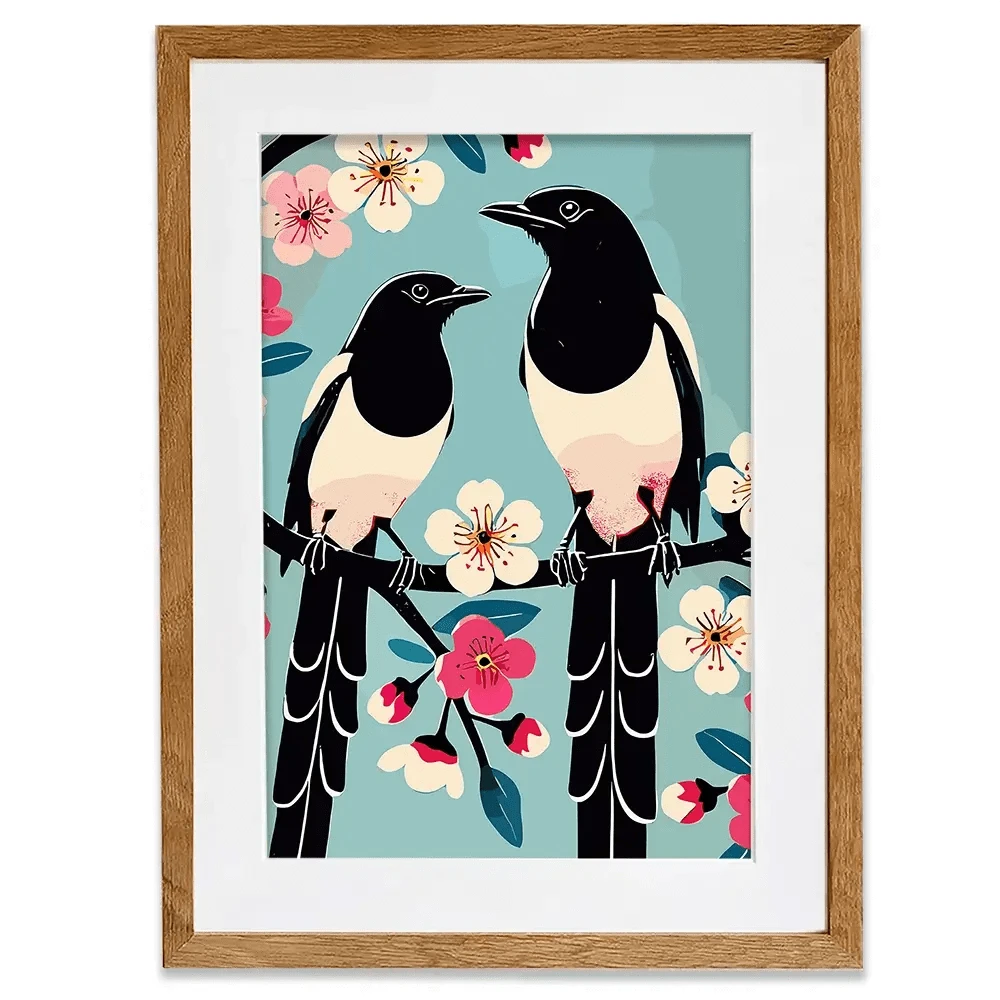 Pair Of Magpies Framed Art Print Pair Of Magpies Framed Art Print wall art product P & M Print Gallery