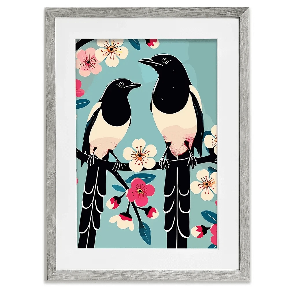 Pair Of Magpies Framed Art Print Pair Of Magpies Framed Art Print wall art product P & M Print Gallery