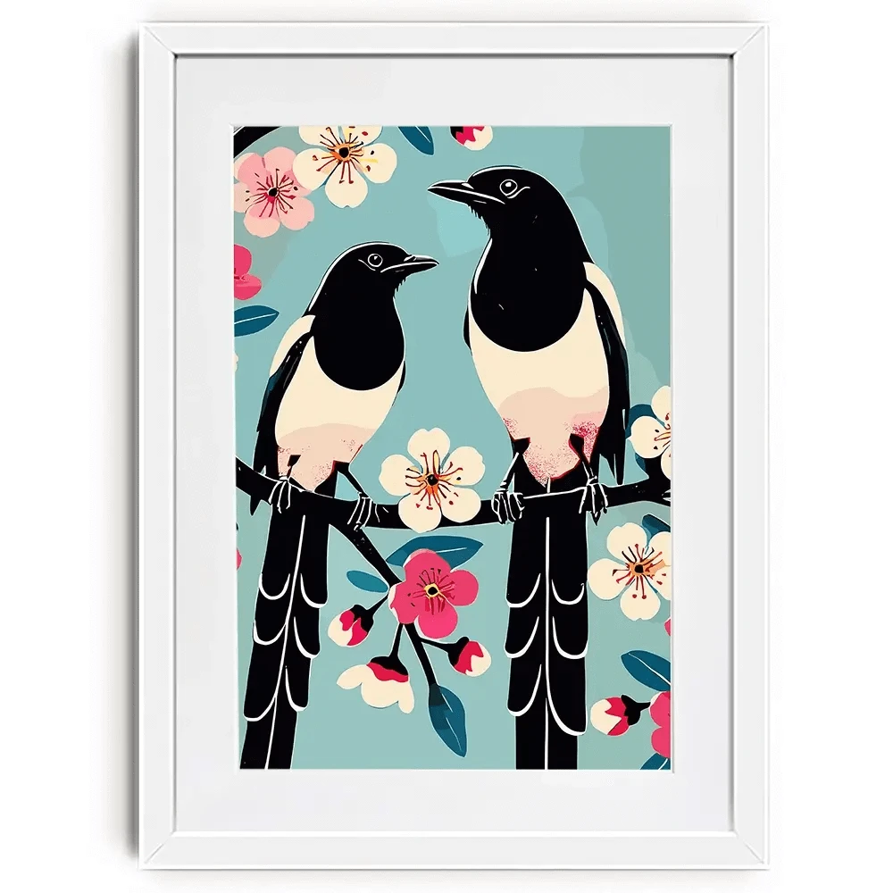 Pair Of Magpies Framed Art Print Pair Of Magpies Framed Art Print wall art product P & M Print Gallery