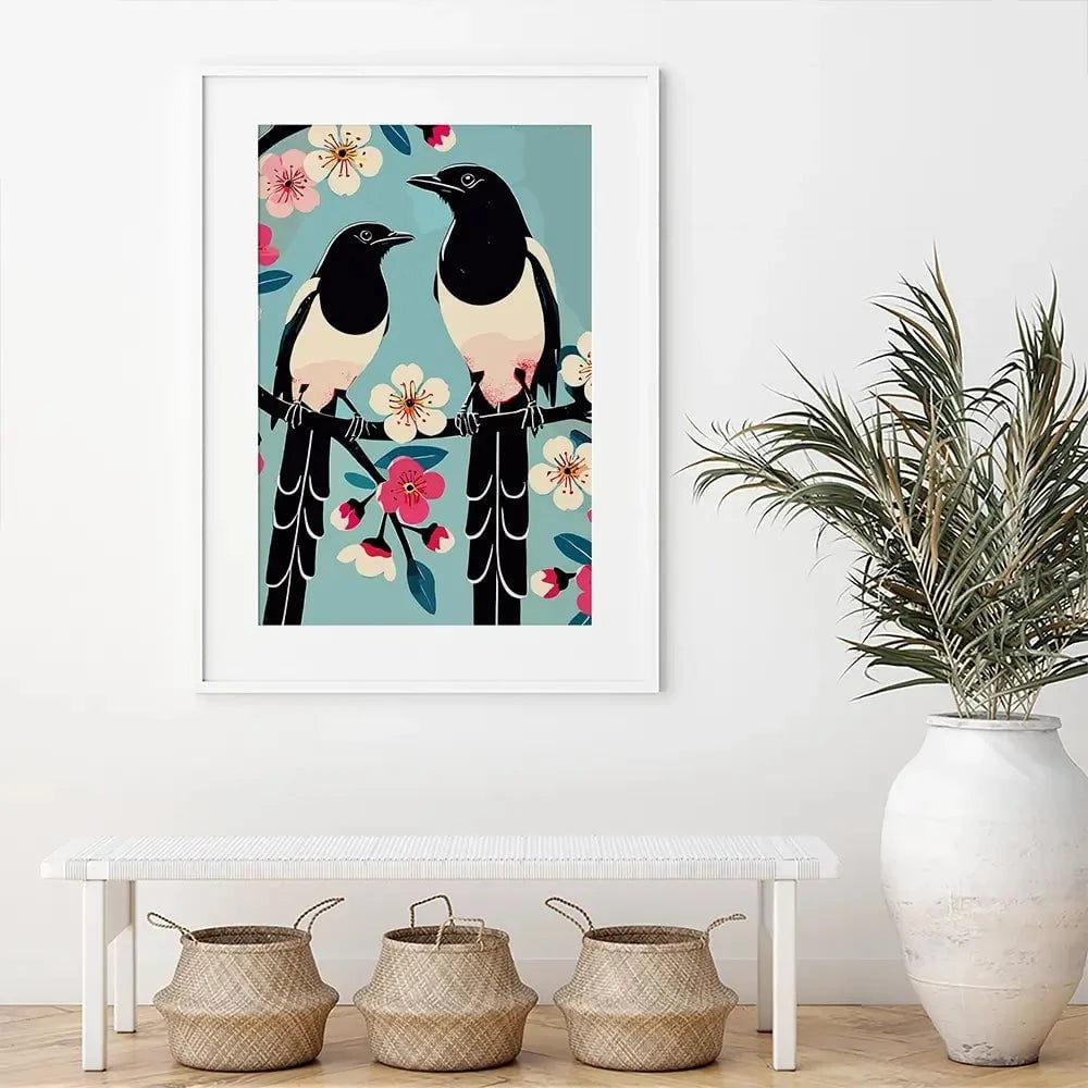 Pair Of Magpies Framed Art Print Pair Of Magpies Framed Art Print wall art product P & M Print Gallery