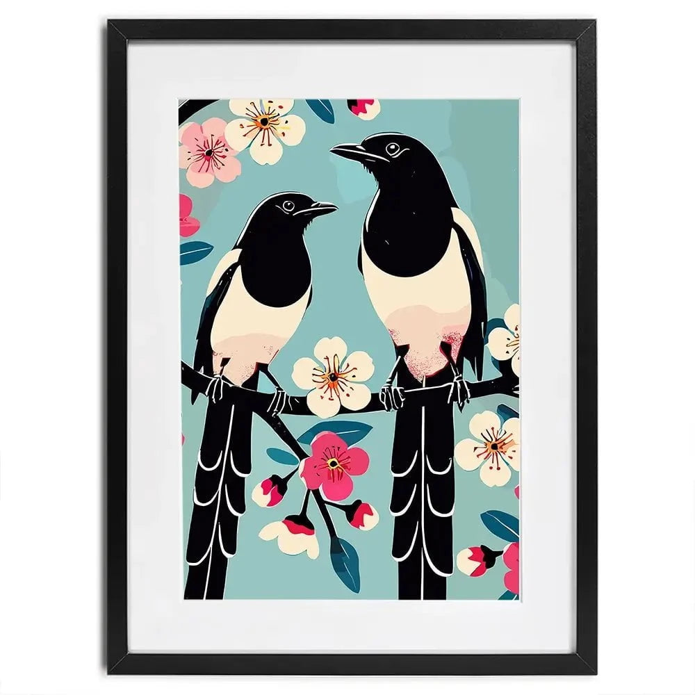 Pair Of Magpies Framed Art Print Pair Of Magpies Framed Art Print wall art product P & M Print Gallery