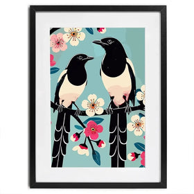 Pair Of Magpies Framed Art Print Pair Of Magpies Framed Art Print wall art product P & M Print Gallery