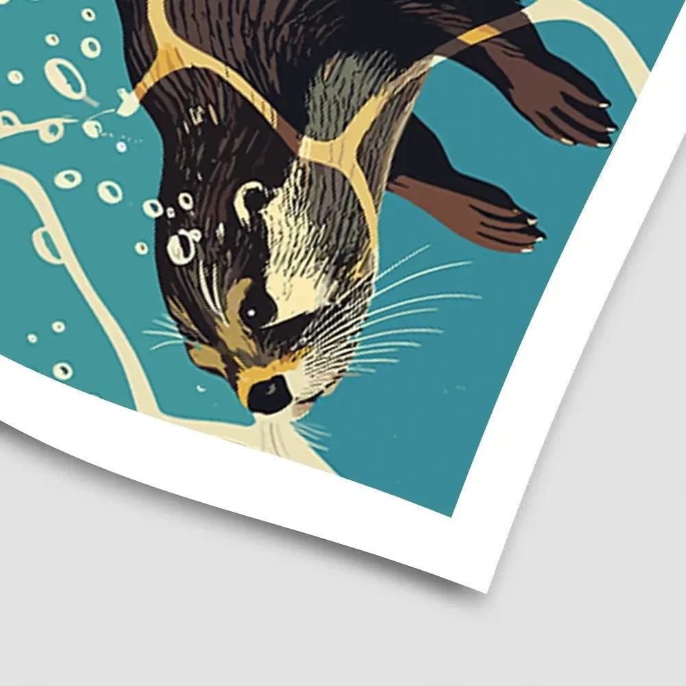 Pair Of Otters Art Print Pair Of Otters Art Print wall art product P & M Print Gallery