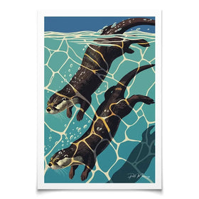 Pair Of Otters Art Print Pair Of Otters Art Print wall art product P & M Print Gallery