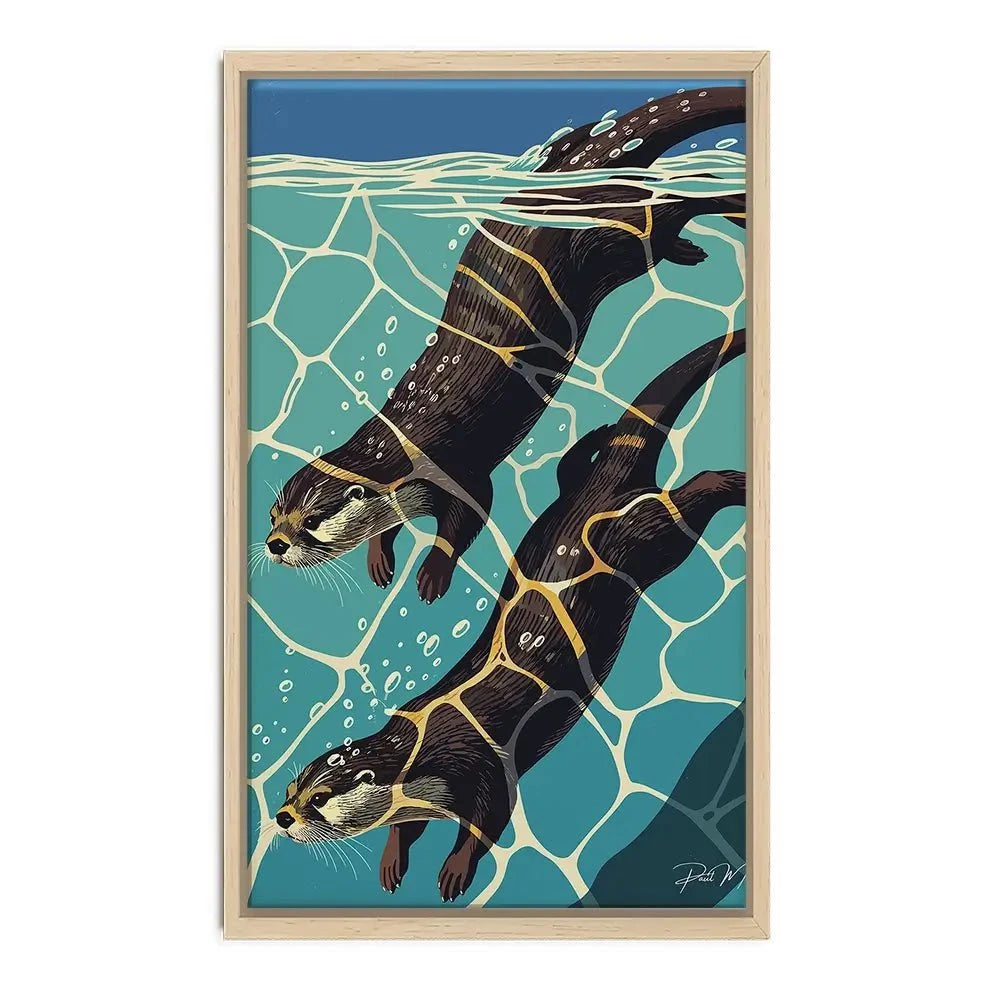 Pair Of Otters Canvas Print Pair Of Otters Canvas Print wall art product P & M Print Gallery