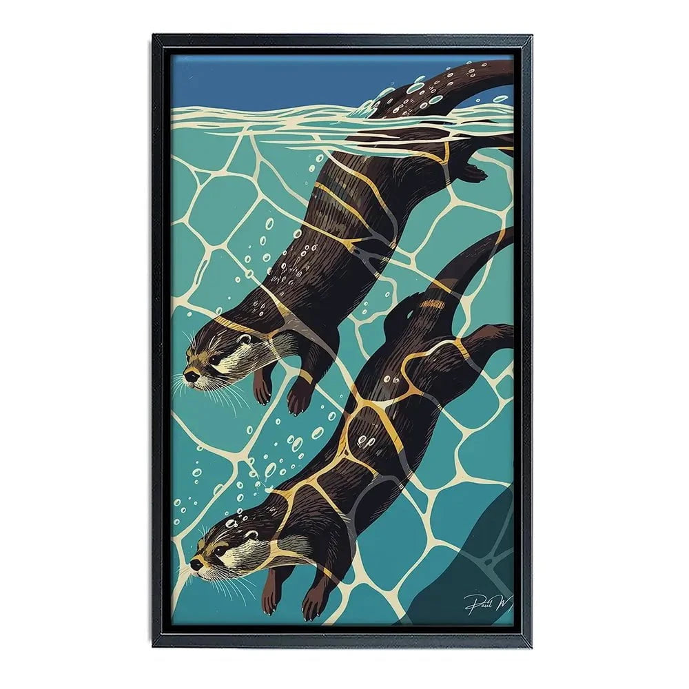 Pair Of Otters Canvas Print Pair Of Otters Canvas Print wall art product P & M Print Gallery