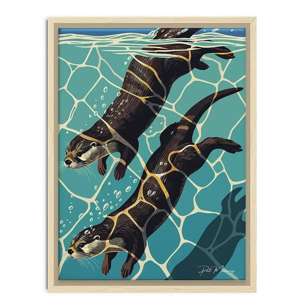 Pair Of Otters Canvas Print Pair Of Otters Canvas Print wall art product P & M Print Gallery