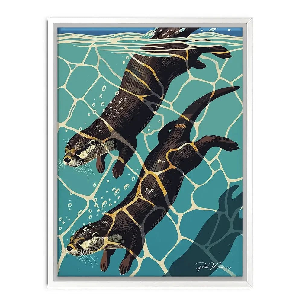 Pair Of Otters Canvas Print Pair Of Otters Canvas Print wall art product P & M Print Gallery