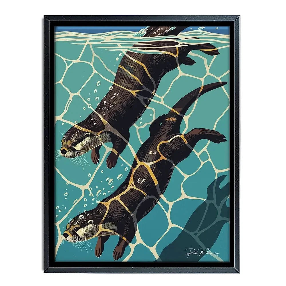 Pair Of Otters Canvas Print Pair Of Otters Canvas Print wall art product P & M Print Gallery