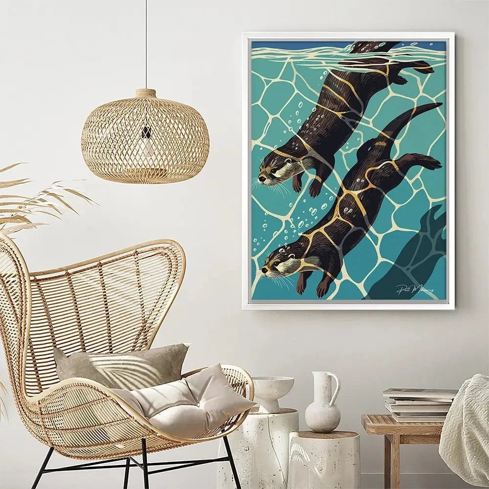 Pair Of Otters Canvas Print Pair Of Otters Canvas Print wall art product P & M Print Gallery