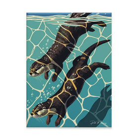 Pair Of Otters Canvas Print Pair Of Otters Canvas Print wall art product P & M Print Gallery