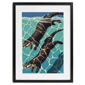 Pair Of Otters Framed Art Print Pair Of Otters Framed Art Print wall art product P & M Print Gallery