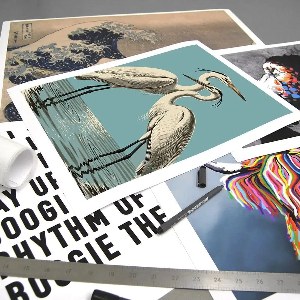 Pair Of White Herons Art Print Pair Of White Herons Art Print wall art product P & M Print Gallery