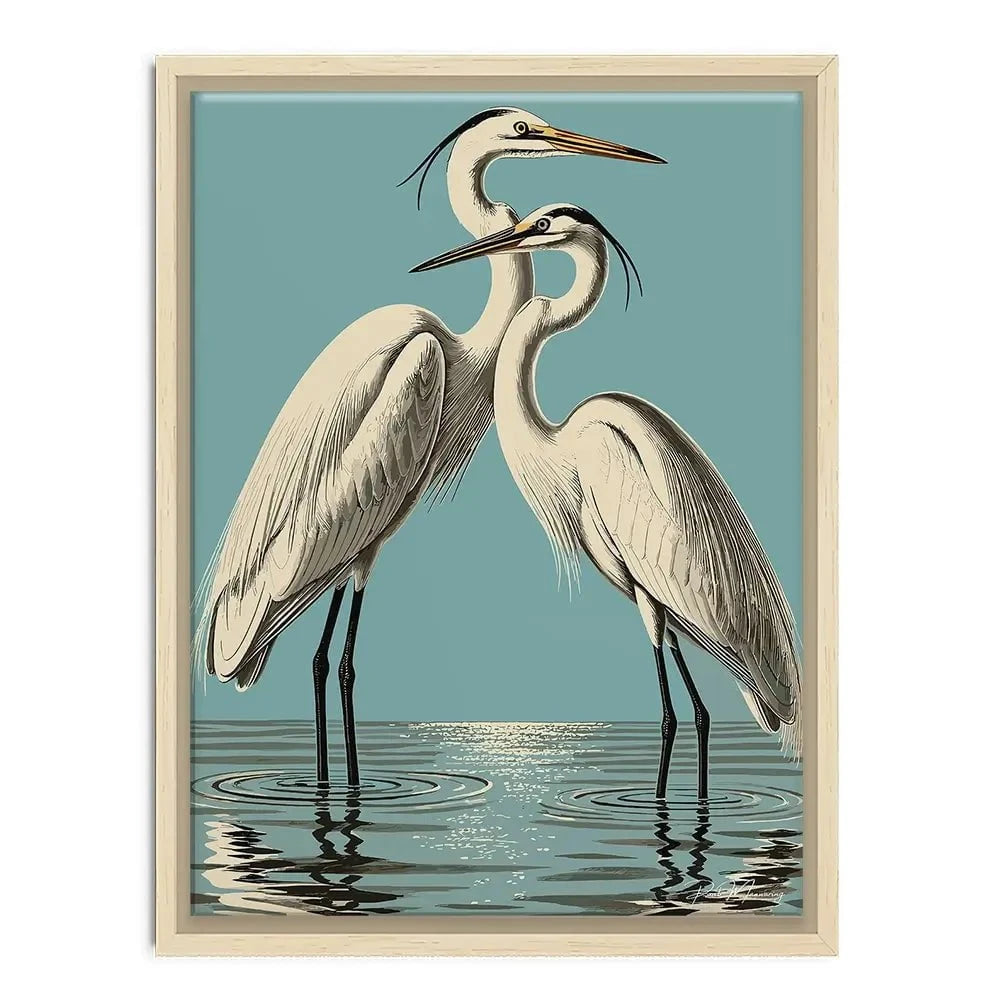 Pair Of White Herons Canvas Print Pair Of White Herons Canvas Print wall art product P & M Print Gallery