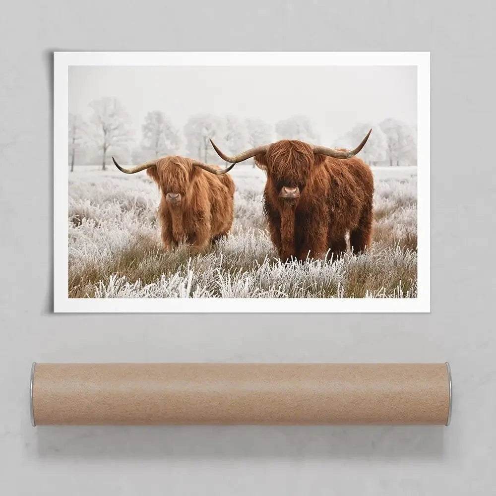 Pair Of Winter Cows Art Print Pair Of Winter Cows Art Print wall art product defotoberg / Shutterstock