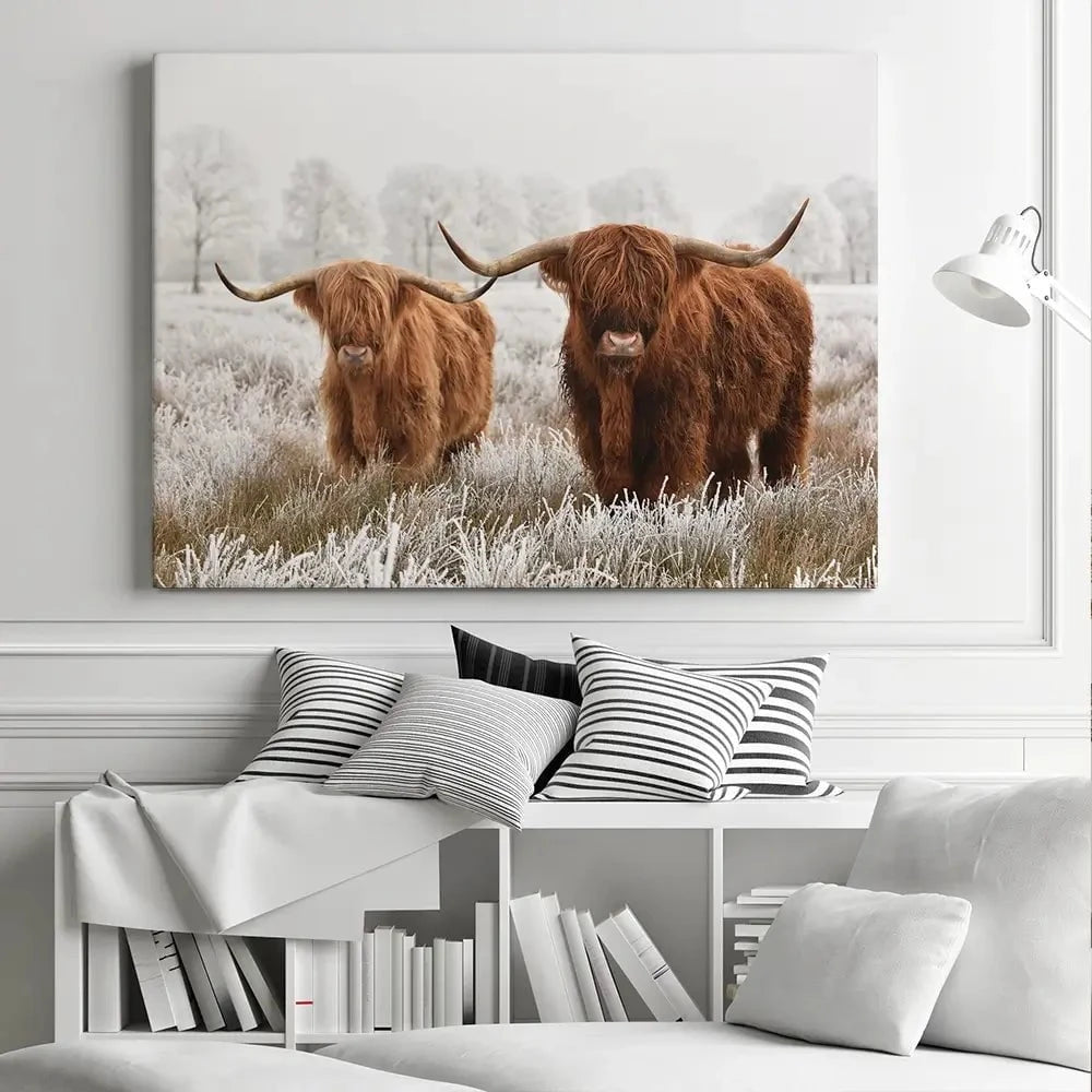 Pair Of Winter Cows Canvas Print Pair Of Winter Cows Canvas Print wall art product defotoberg / Shutterstock