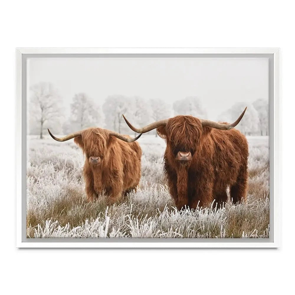 Pair Of Winter Cows Canvas Print Pair Of Winter Cows Canvas Print wall art product defotoberg / Shutterstock