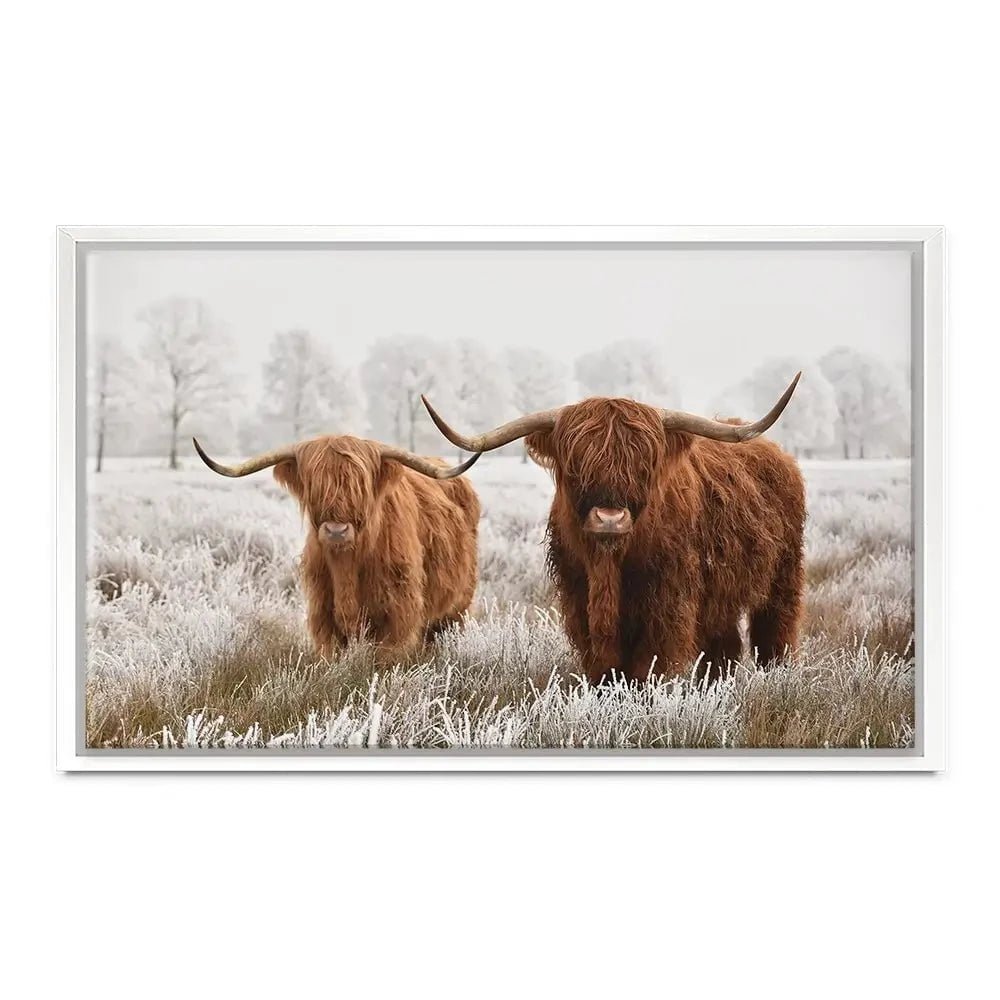 Pair Of Winter Cows Canvas Print Pair Of Winter Cows Canvas Print wall art product defotoberg / Shutterstock