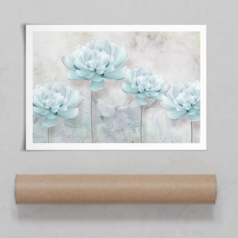 Pale Blue Floral Art Print Pale Blue Floral Art Print wall art product FLOWER 3D / Shutterstock