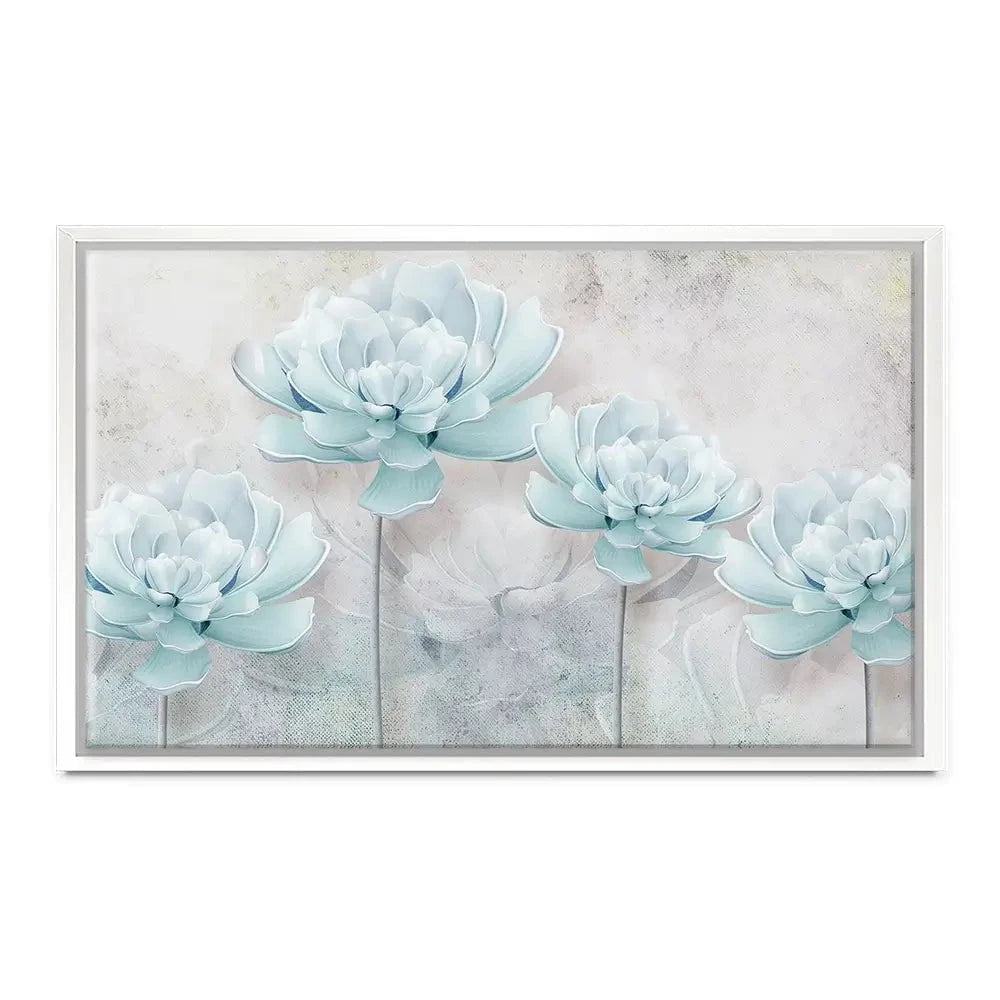 Pale Blue Floral Canvas Print Pale Blue Floral Canvas Print wall art product FLOWER 3D / Shutterstock