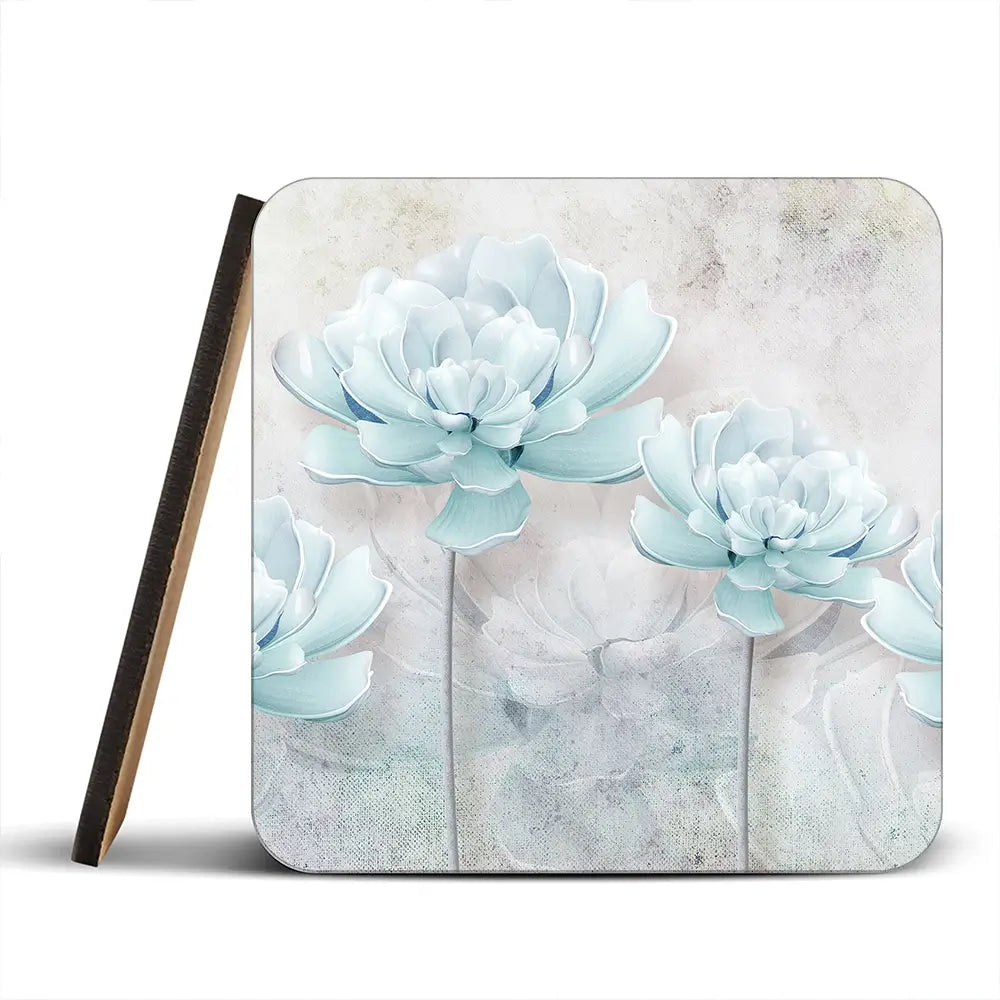 Pale Blue Floral Coaster Set Pale Blue Floral Coaster Set wall art product FLOWER 3D / Shutterstock