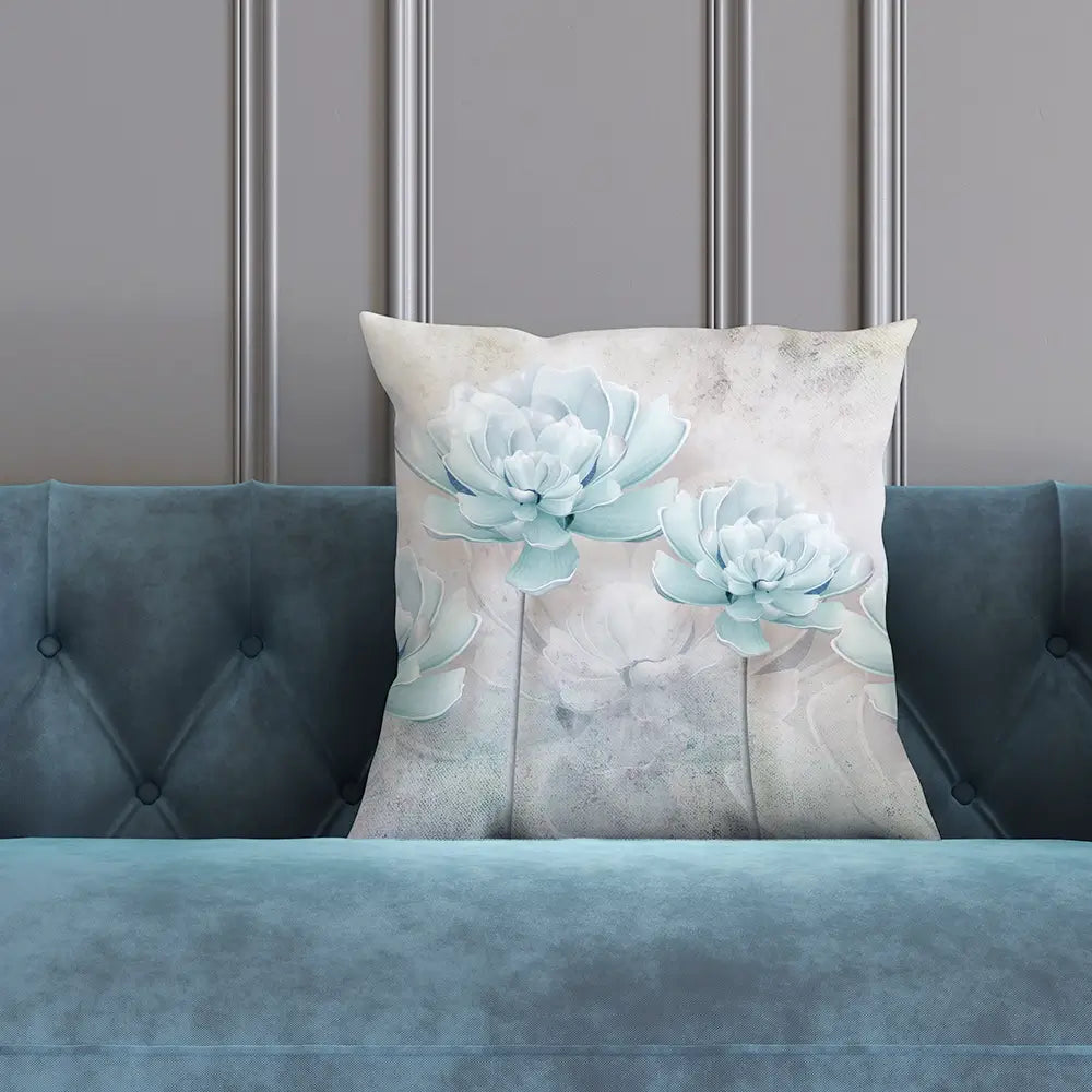 Pale Blue Floral Cushion Pale Blue Floral Cushion wall art product FLOWER 3D / Shutterstock